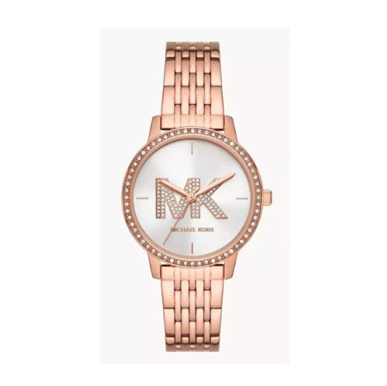 Michael Kors Melissa Quartz Silver Dial Rose Gold Steel Strap Ladies Watch - MK1052