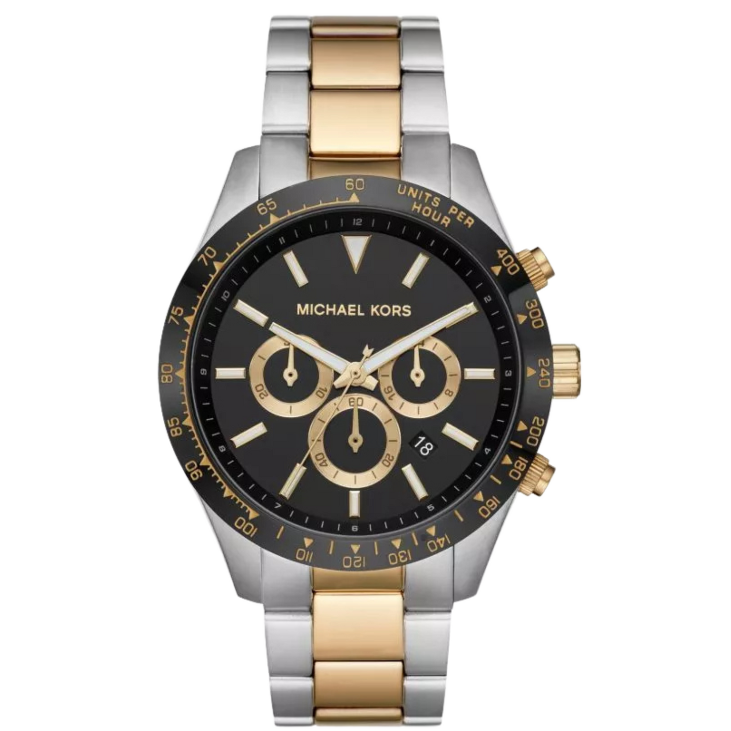 Michael Kors Layton Dual Tone Black Dial Men's Chronograph Watch- MK8784