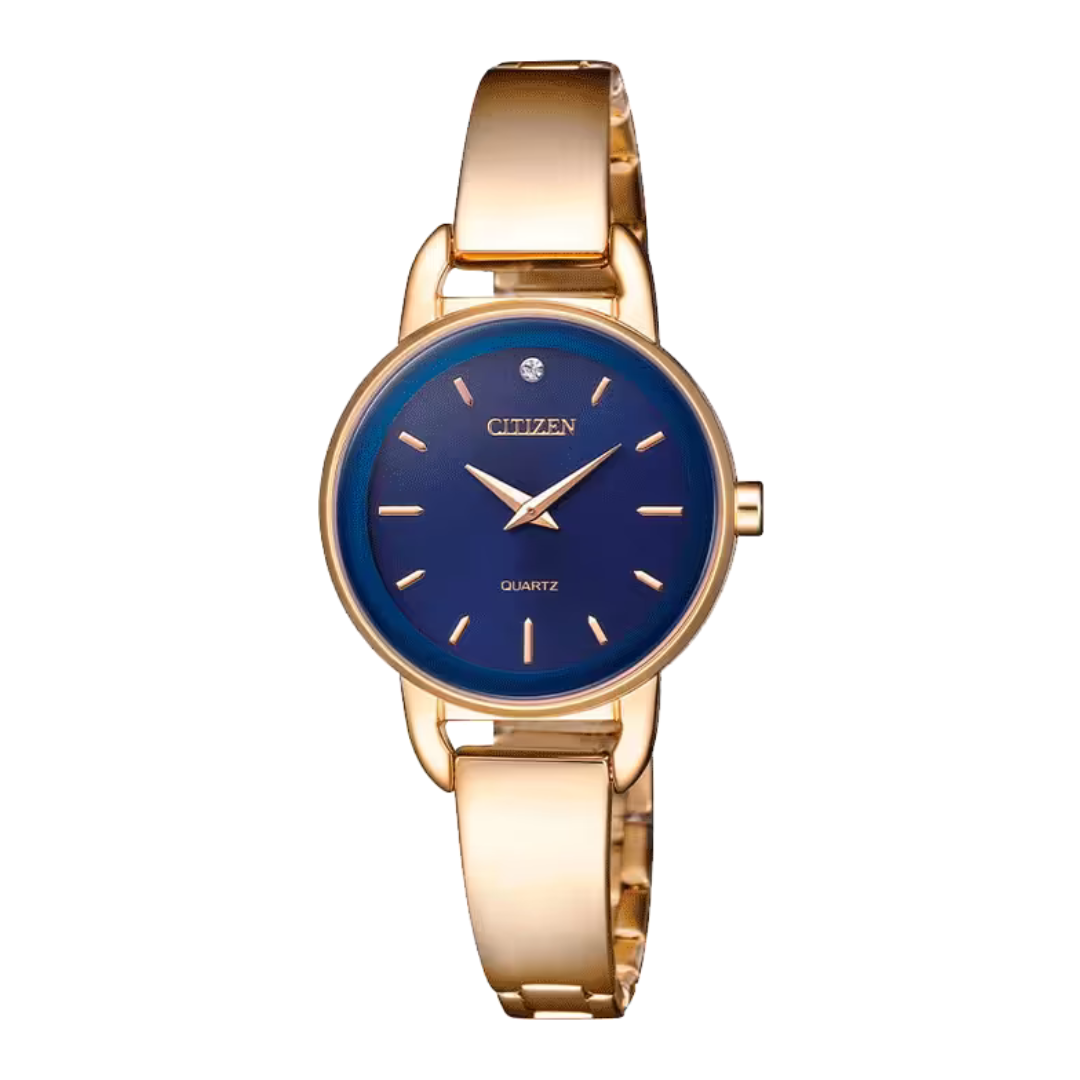 Citizen Rose Gold Blue Dial Ladies Watch- EZ6373-58L
