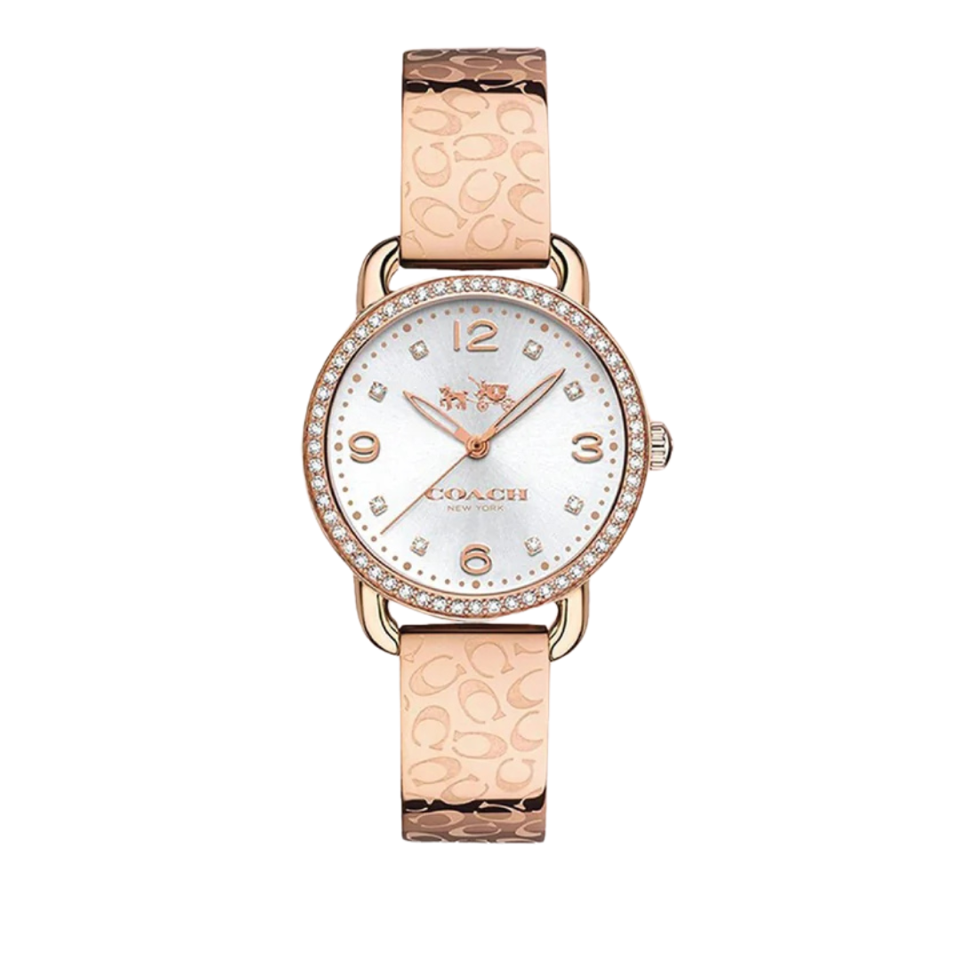 Coach Delancey Rose Gold White Dial Ladies Watch- 14502355