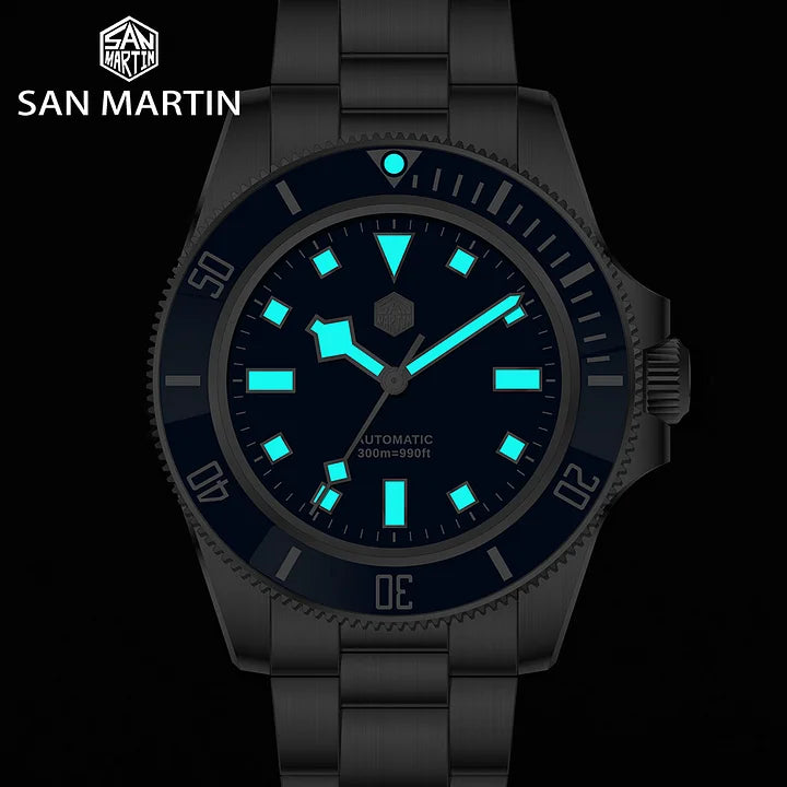 San Martin 40mm Blue Dial New Diver Mane's Watch - SN0111-G