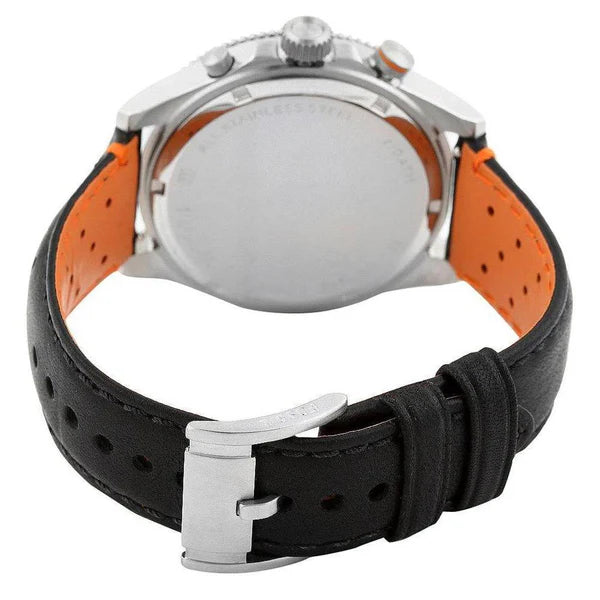 Fossil Wakefield Black Leather Strap Men's Chronograph Watch- CH2953