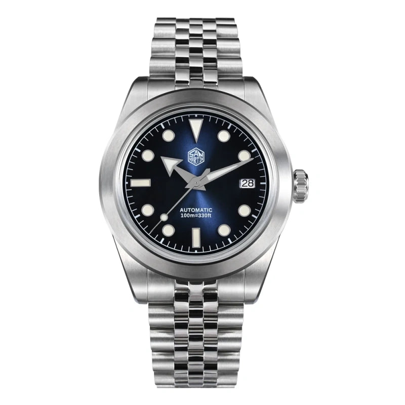 San Martin 39mm Enamel Sunray Blue Dial Men's Watch - SN0053