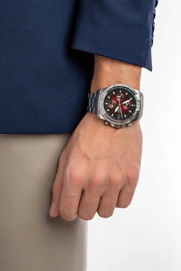 Fossil Bronson Red Dial Men's Chronograph Watch- FS5878