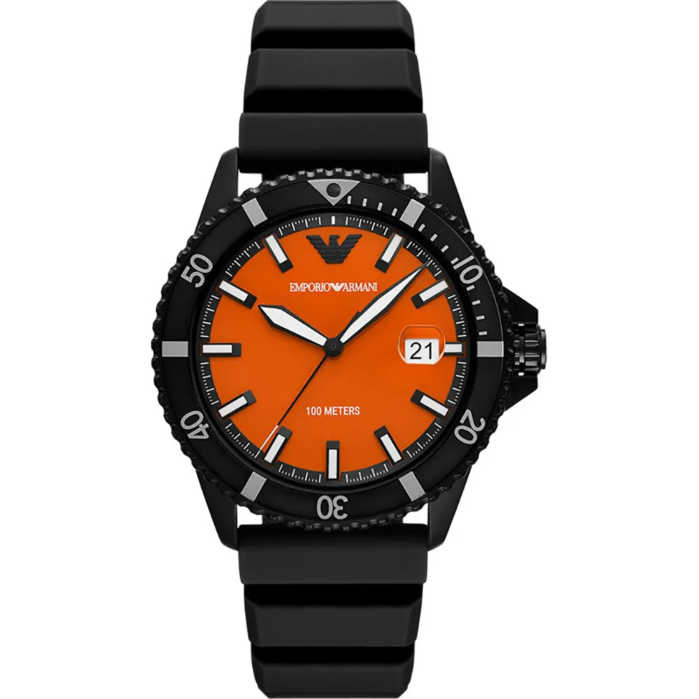 Emporio Armani World Explorer Rubber Strap Black Dial Men's Watch- AR11684