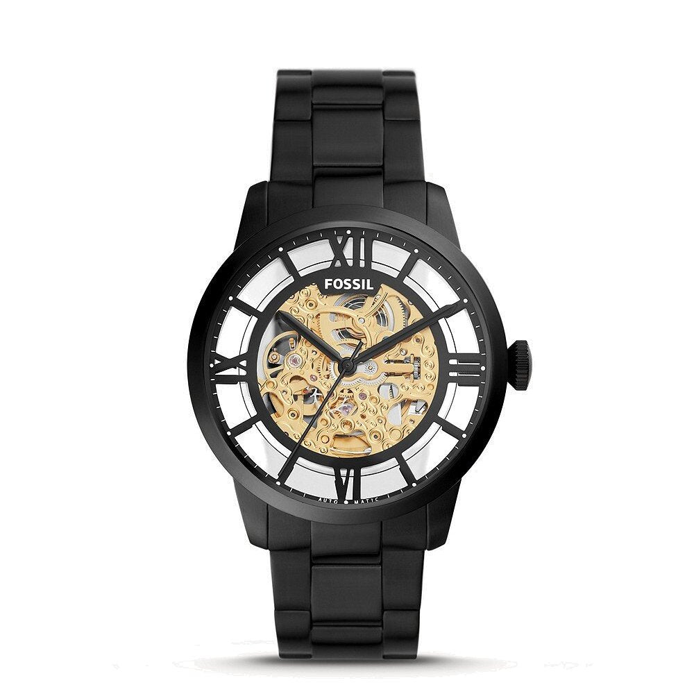 Fossil Townsman Skeleton Dial Black Automatic Watch- ME3197