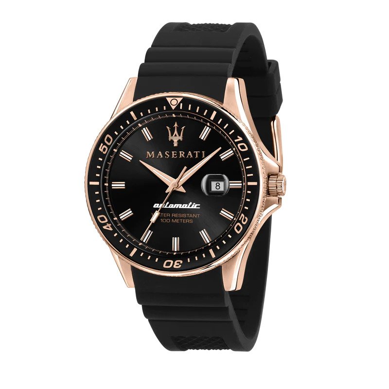 Maserati Sfida Rose Gold Silicone Strap Men's Automatic Watch- R8821140001