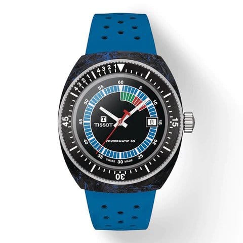 Tissot Sideral S Powermatic 80 Blue Dial Silicone Strap Watch for Men- T145.407.97.057.01