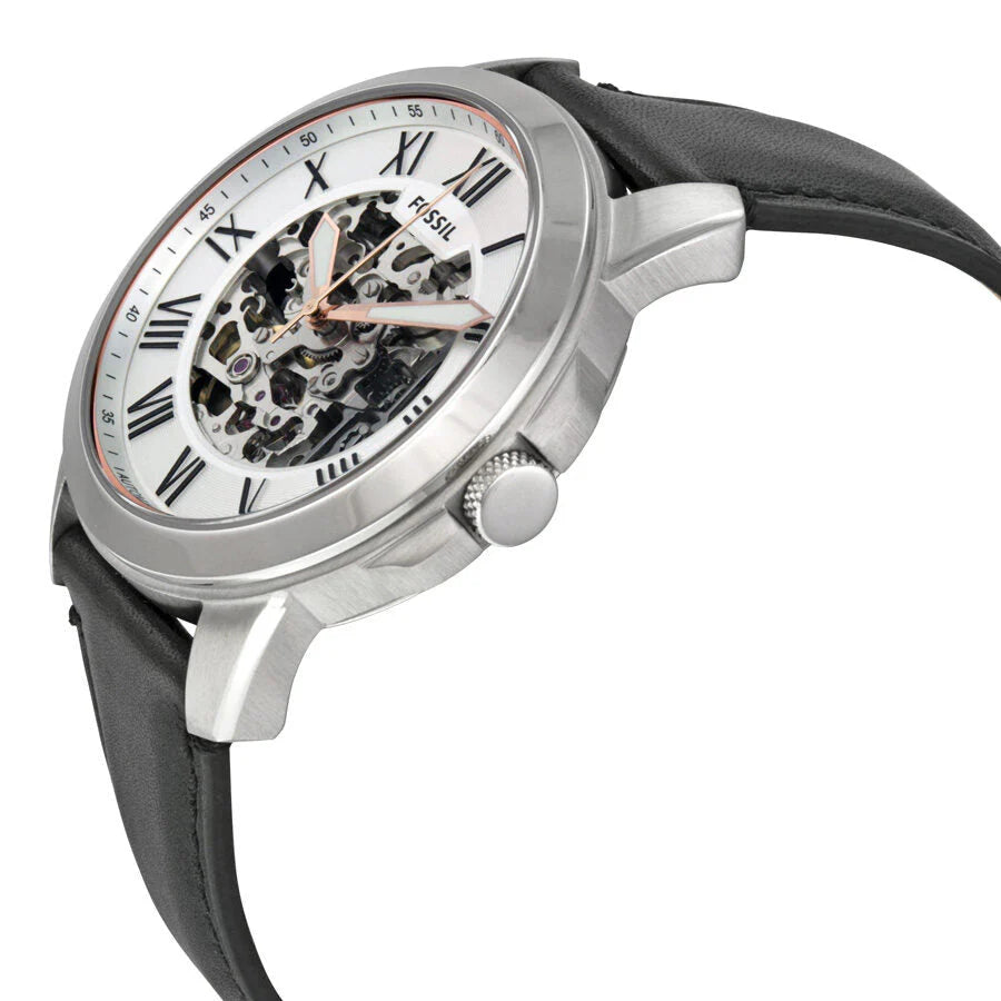 Fossil Grant Automatic Skeleton White Dial Men's Mechanical Watch- ME3101