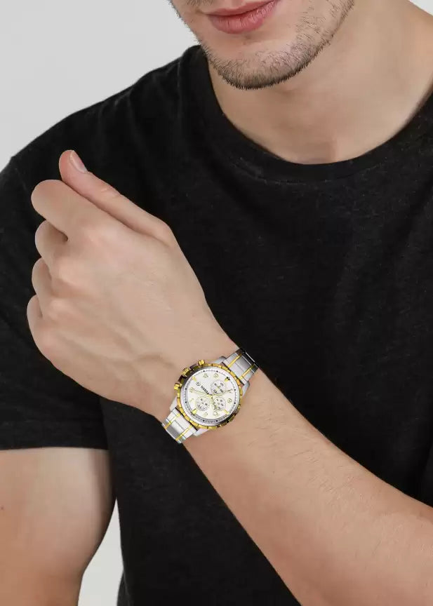 Fossil Dual Tone white Dial Men's Chronograph Watch- FS4795