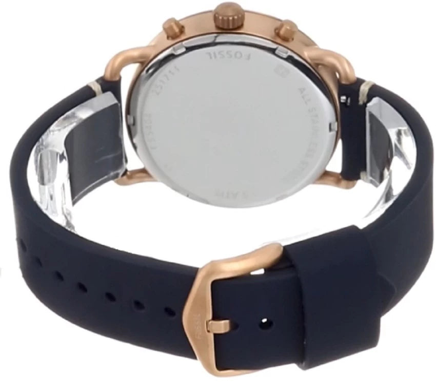 Fossil Commuter Navy Blue Leather Strap Men's Chronograph Watch- FS5404