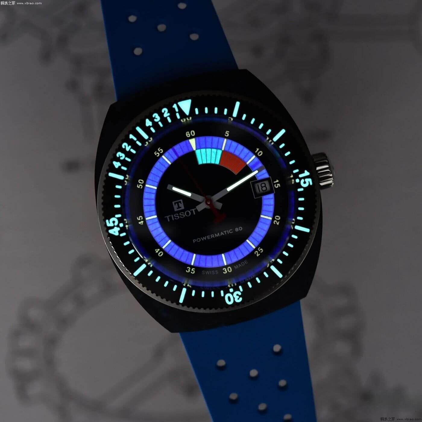 Tissot Sideral S Powermatic 80 Blue Dial Silicone Strap Watch for Men- T145.407.97.057.01