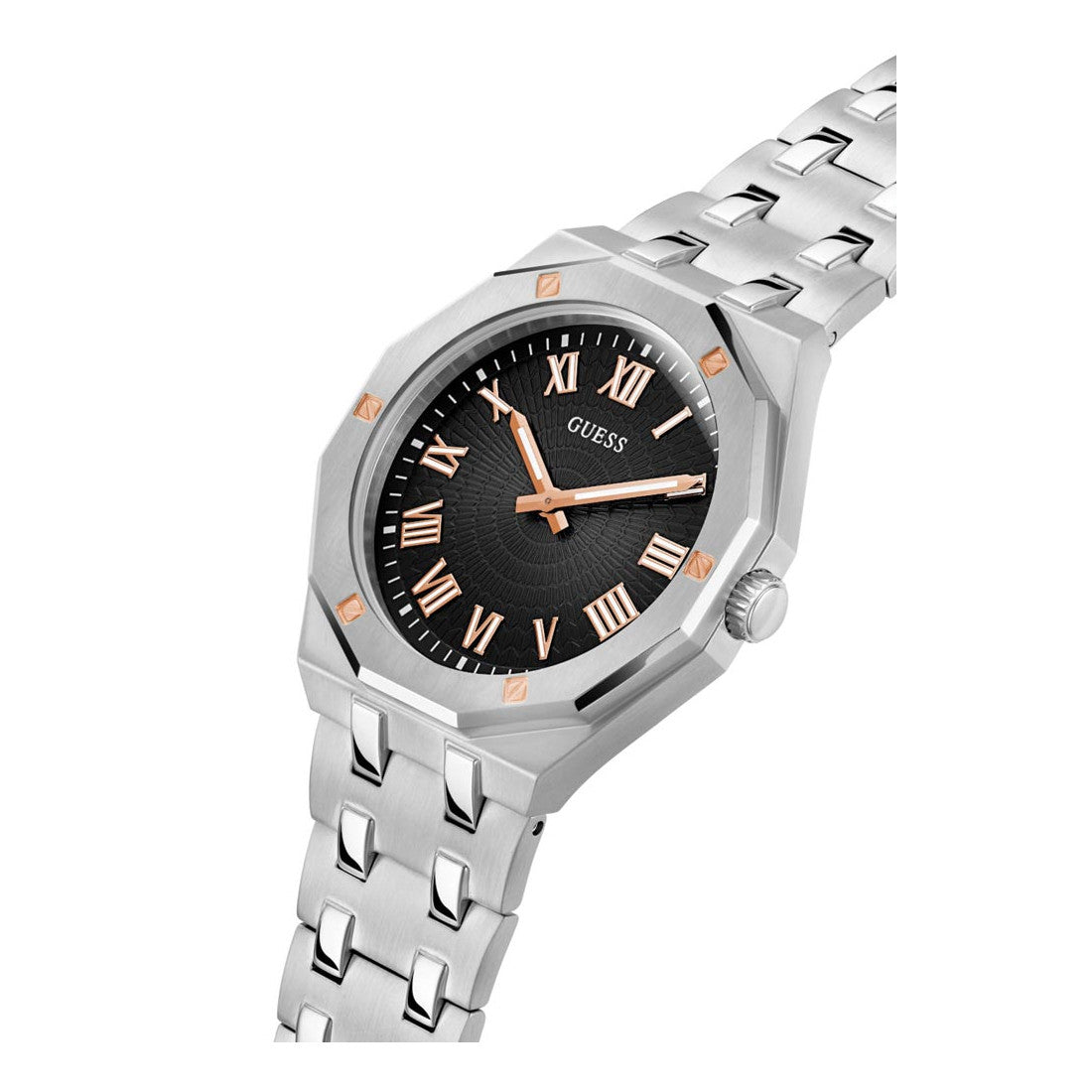 Guess Silver Tone Analog Men's Dress Watch- GW0575G1
