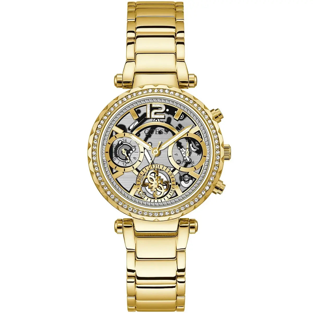 Guess Solstice Round Shape Clear Dial Ladies Chronograph Watch- GW0403L2