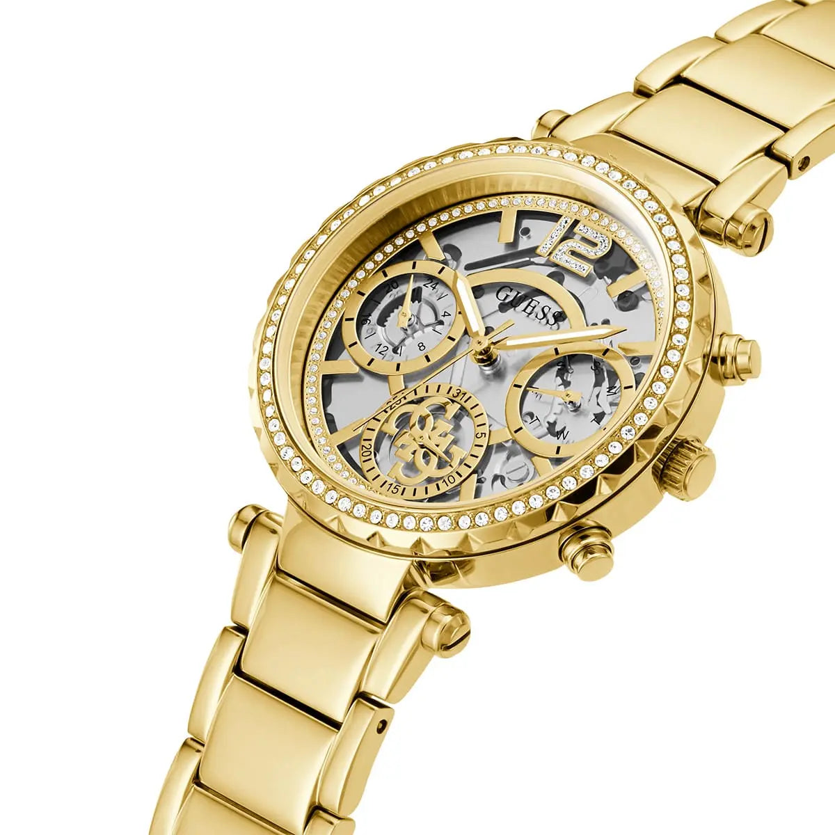 Guess Solstice Round Shape Clear Dial Ladies Chronograph Watch- GW0403L2