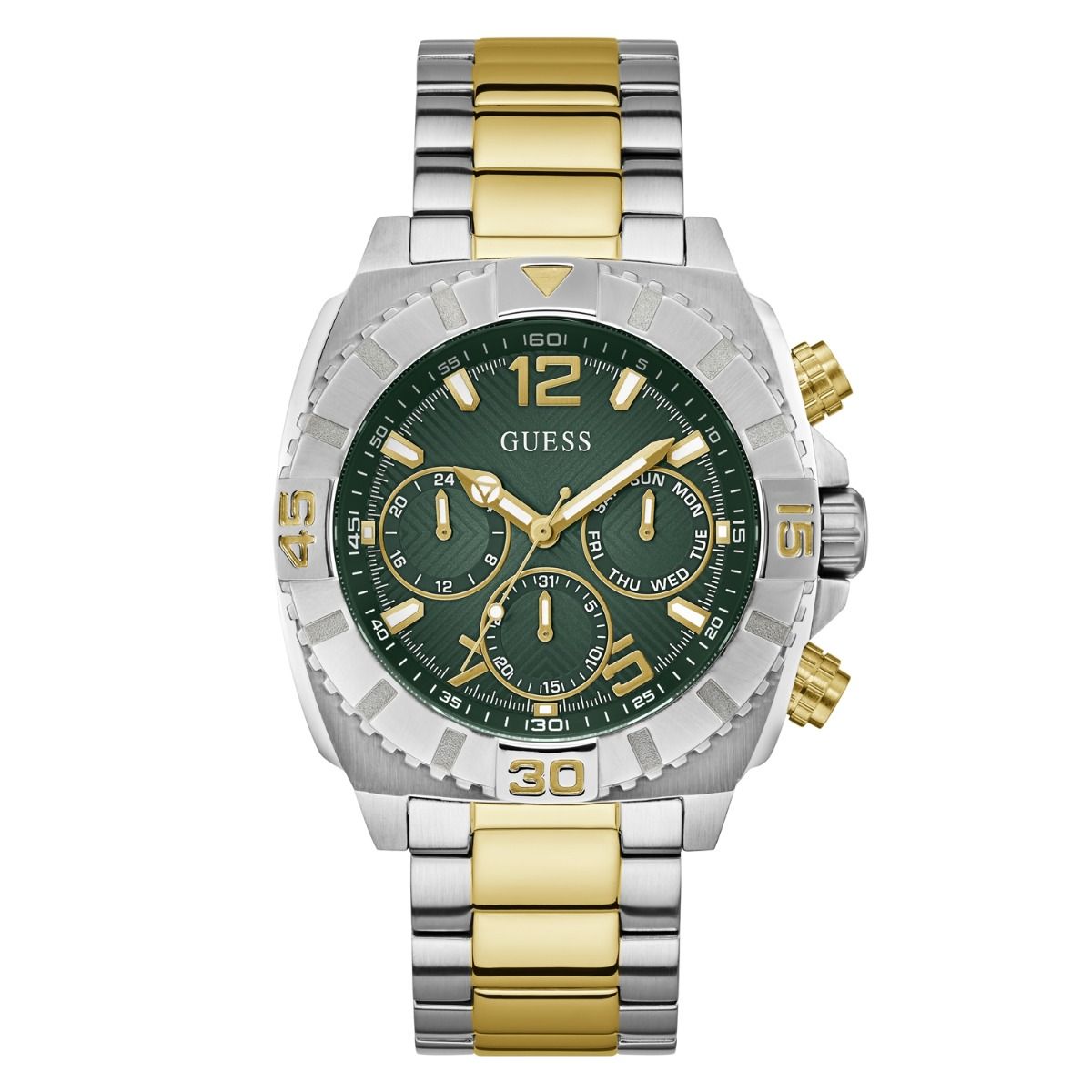 Guess Dual Tone Green Dial Multifunction Men's Watch- GW0800G1