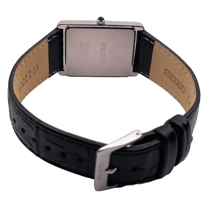 Seiko Tank White Dial Leather Strap Men's Watch - SWR052P1