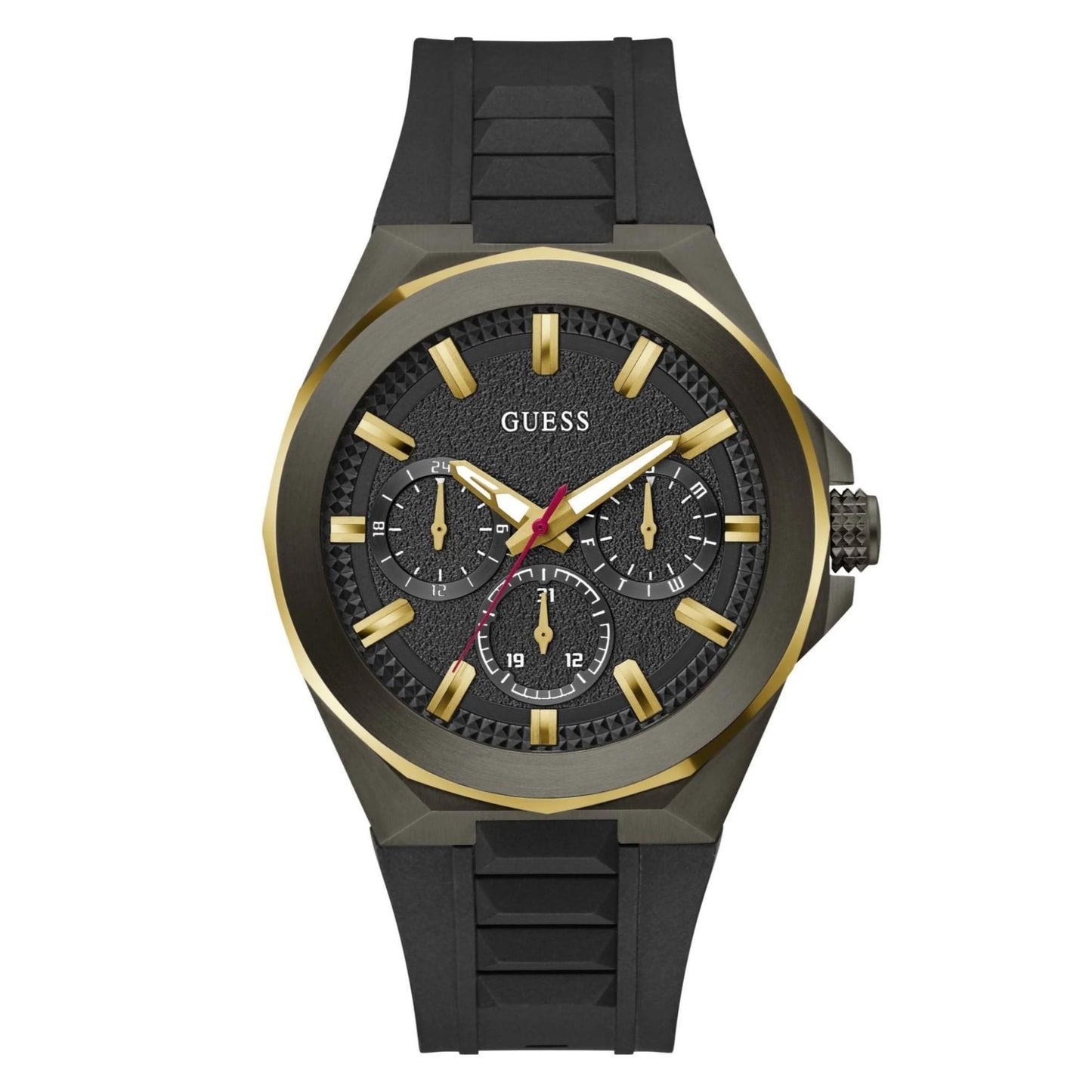 Guess Black Rubber Strap Men's Multifunction Watch- GW0799G1