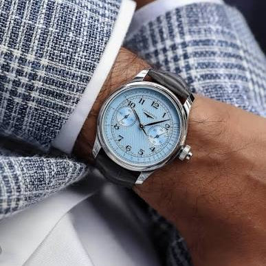 Longines Master Collection Chrono Monopusher Frosted Blue "barleycorn" Dial 41mm Men's Watch - L2.960.4.93.2