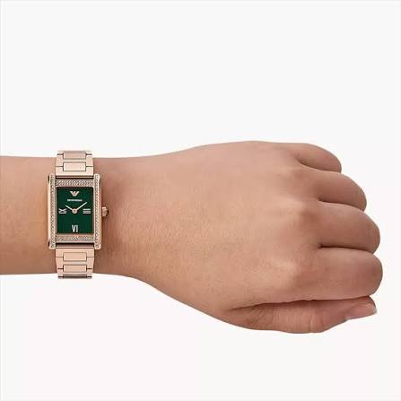 Emporio Armani Green Dial Rose Gold-Tone Ladies Watch - AR11641