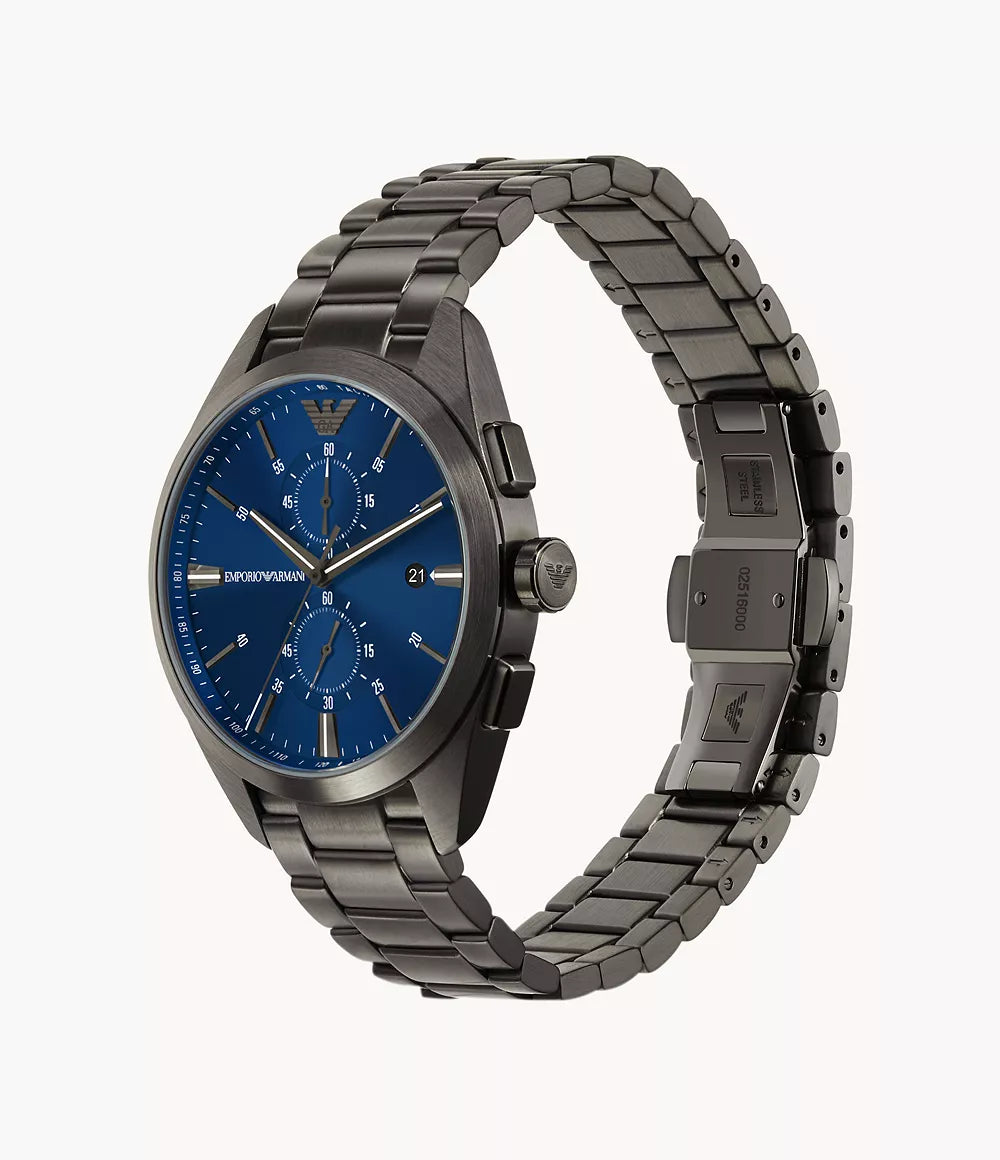 Emporio Armani Gunmetal Blue Dial Men's Chronograph Watch- AR11481