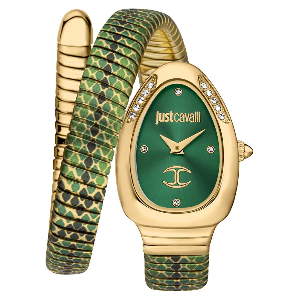 Just Cavalli Snake Oval Green Bracelet Watch For Women - JC1L251M0035