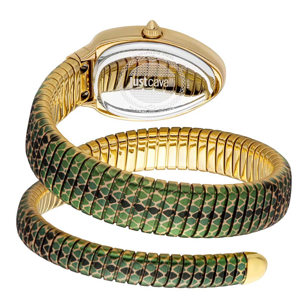 Just Cavalli Snake Oval Green Bracelet Watch For Women - JC1L251M0035