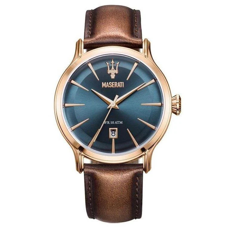 Maserati Epoca Rose Gold Brown Leather Strap Men's Watch- R8851118001