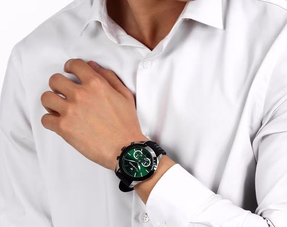 Maserati Traguardo Green Dial Rubber Strap Men's Watch - R8871612043