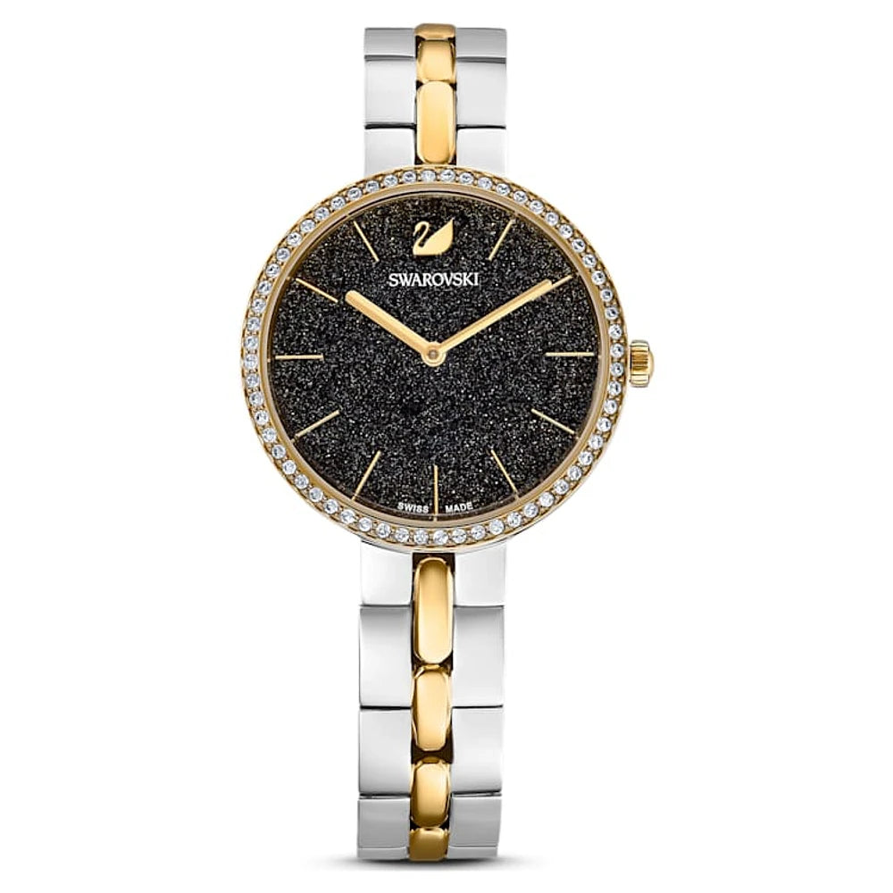 Swarovski Dual Tone Black Dial Ladies Watch- 5644072