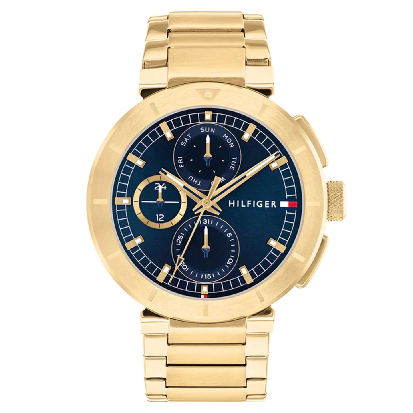 Tommy Hilfiger Gold Blue Dial Men's Multifunction Watch- 1792118