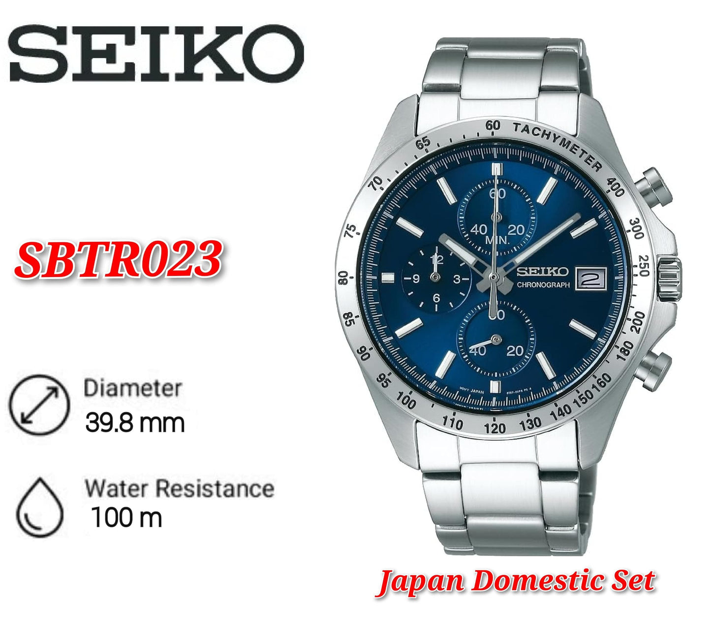 Seiko Spirit Blue Dial Men's Chronograph Watch- SBTR023