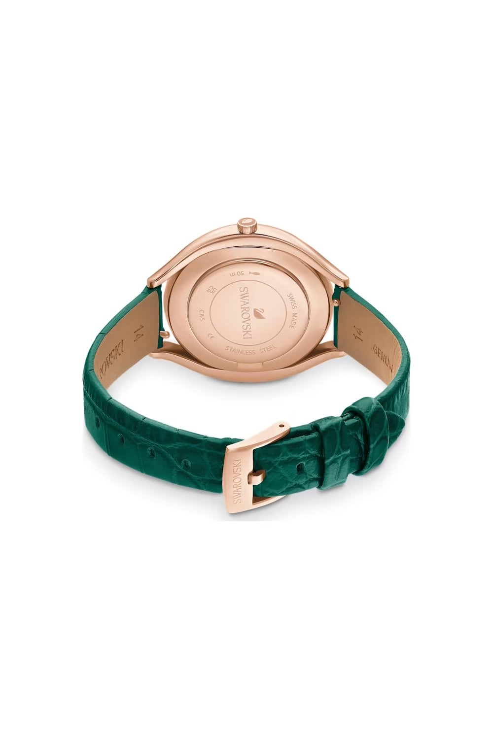 Swarovski Crystalline Aura Green Dial Leather Band Watch For Female - 5644078