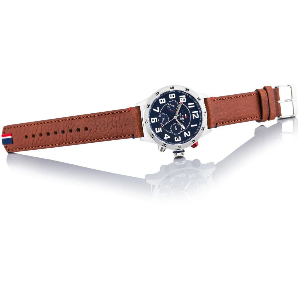 Tommy Hilfiger Trent Brown Leather strap Men's Multifunction Watch- 1791066