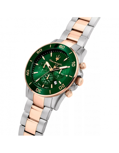 Maserati Competizione Dual Tone Green Dial Men's Chronograph Watch- R8873600004
