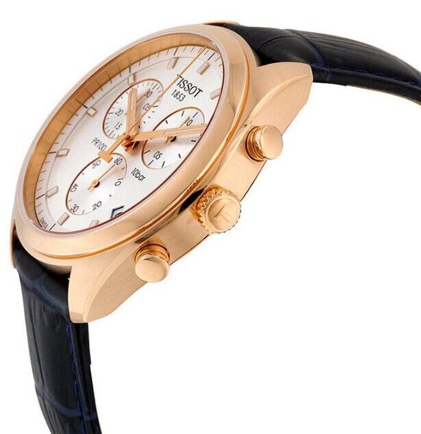 Tissot T Classic PR 100 Chronograph Silver Dial Black Leather Strap Watch for Men - T101.417.36.031.00