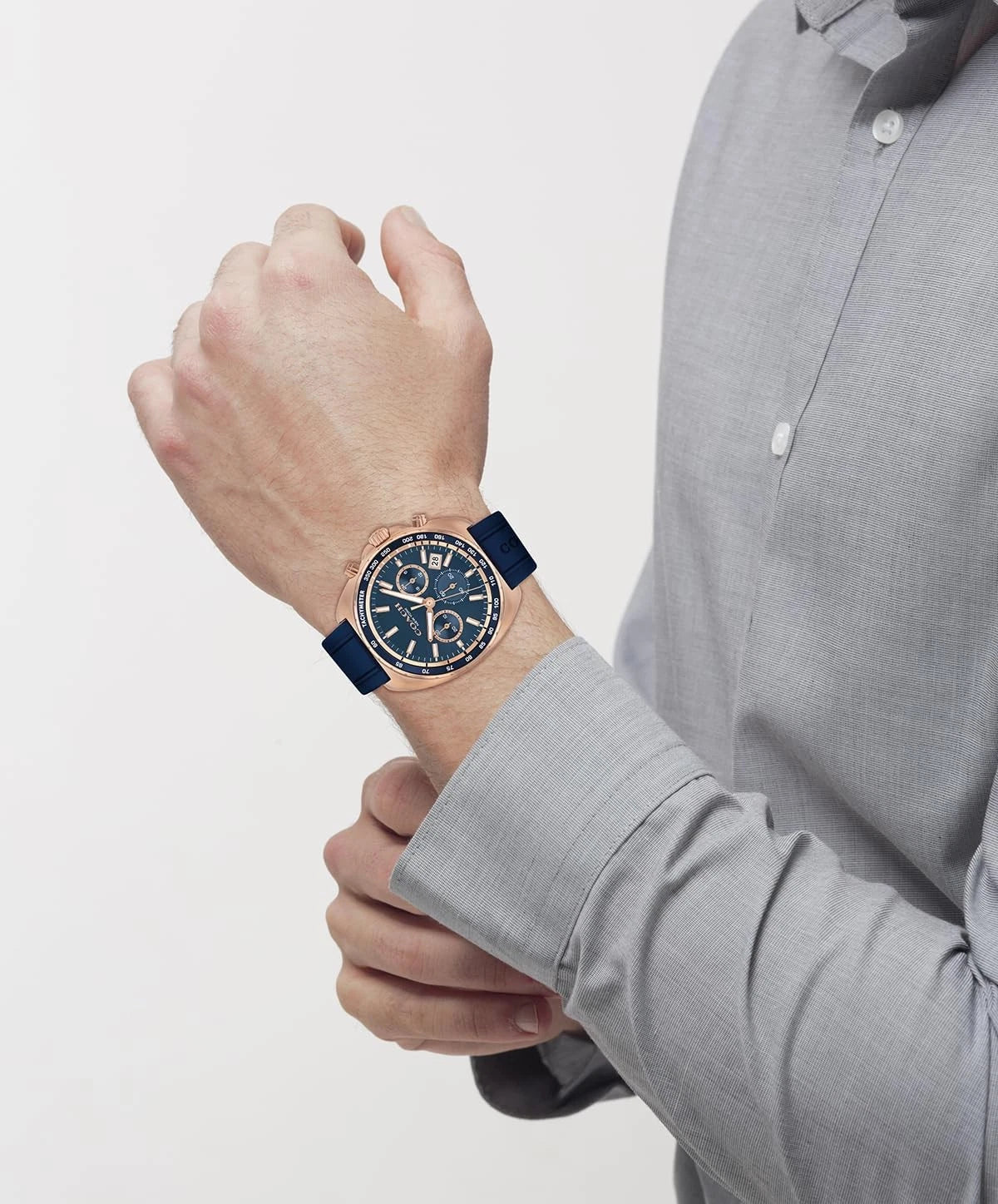 Coach Charter Men Quartz Blue Dial Chronograph Silicone Men's Watch - 14602730