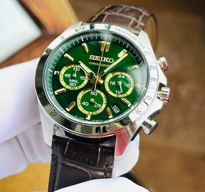 Seiko Spirit Green Dial Men's Chronograph Watch- SBTR017