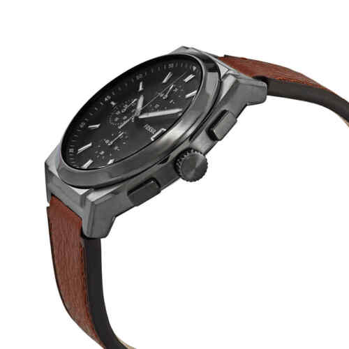 Fossil Everett Black Dial Brown Leather Men's Chronograph Watch- FS5799