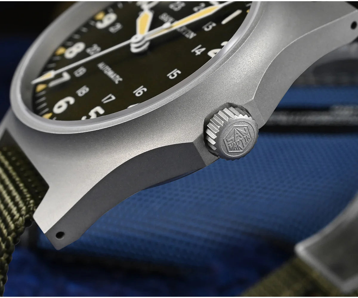 San Martin 38mm Stainless Steel Men's Pilot Automatic Watch- SN0137-G