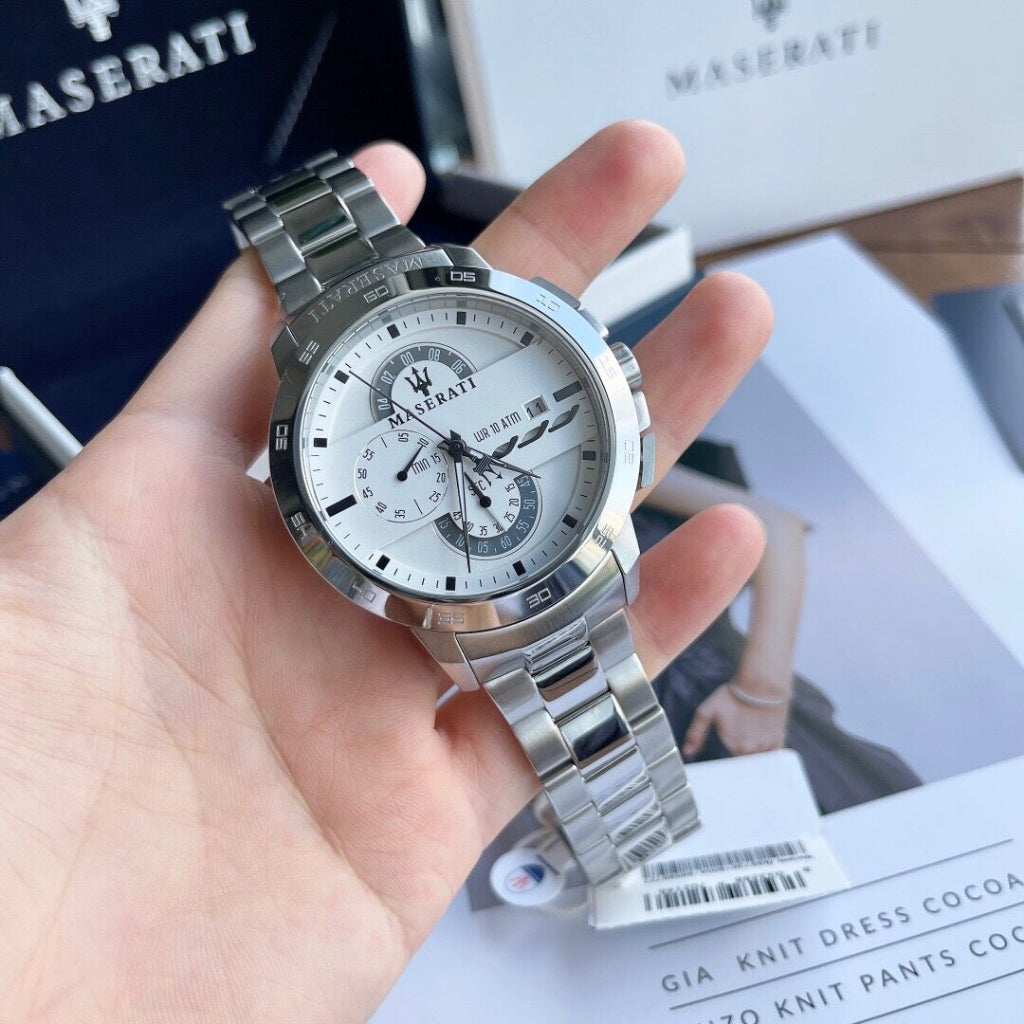 Maserati White Dial Men's Chronograph watch- R8873619004