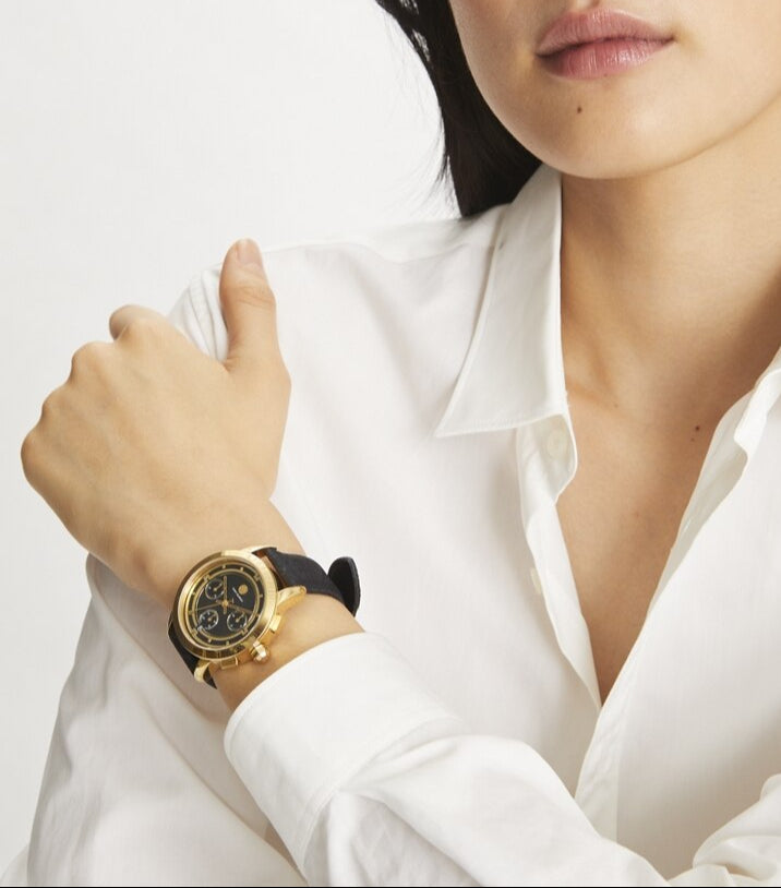 Tory Burch Black Dial Gold Tone Ladies Watch - TBW1055