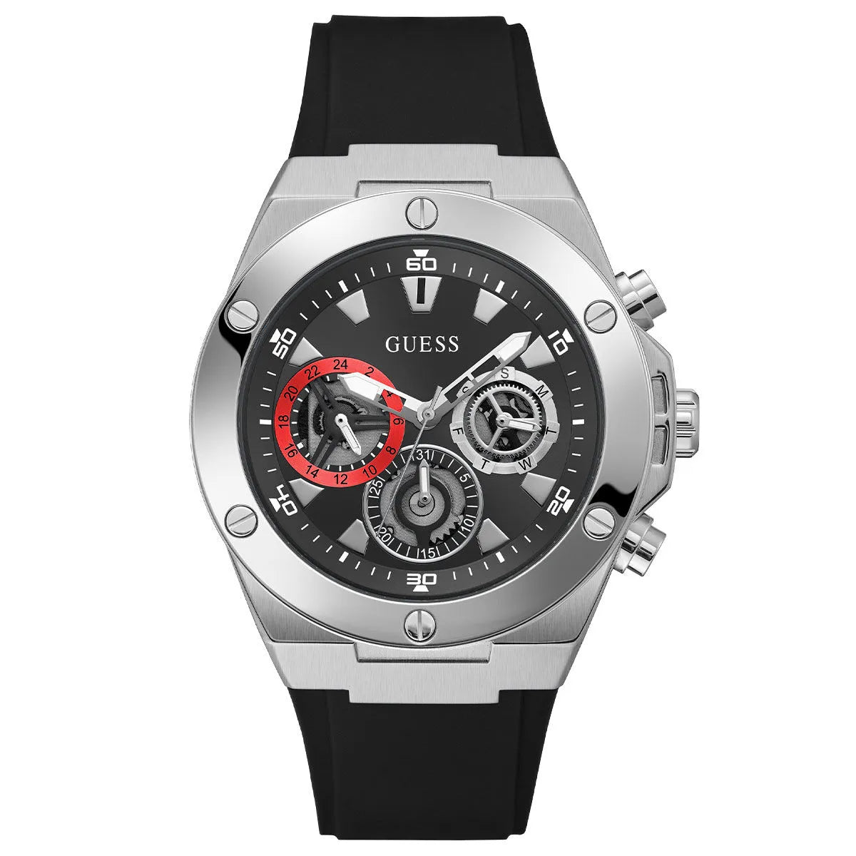 Guess Black Rubber Strap Multifunction Men's Watch- GW0417G3