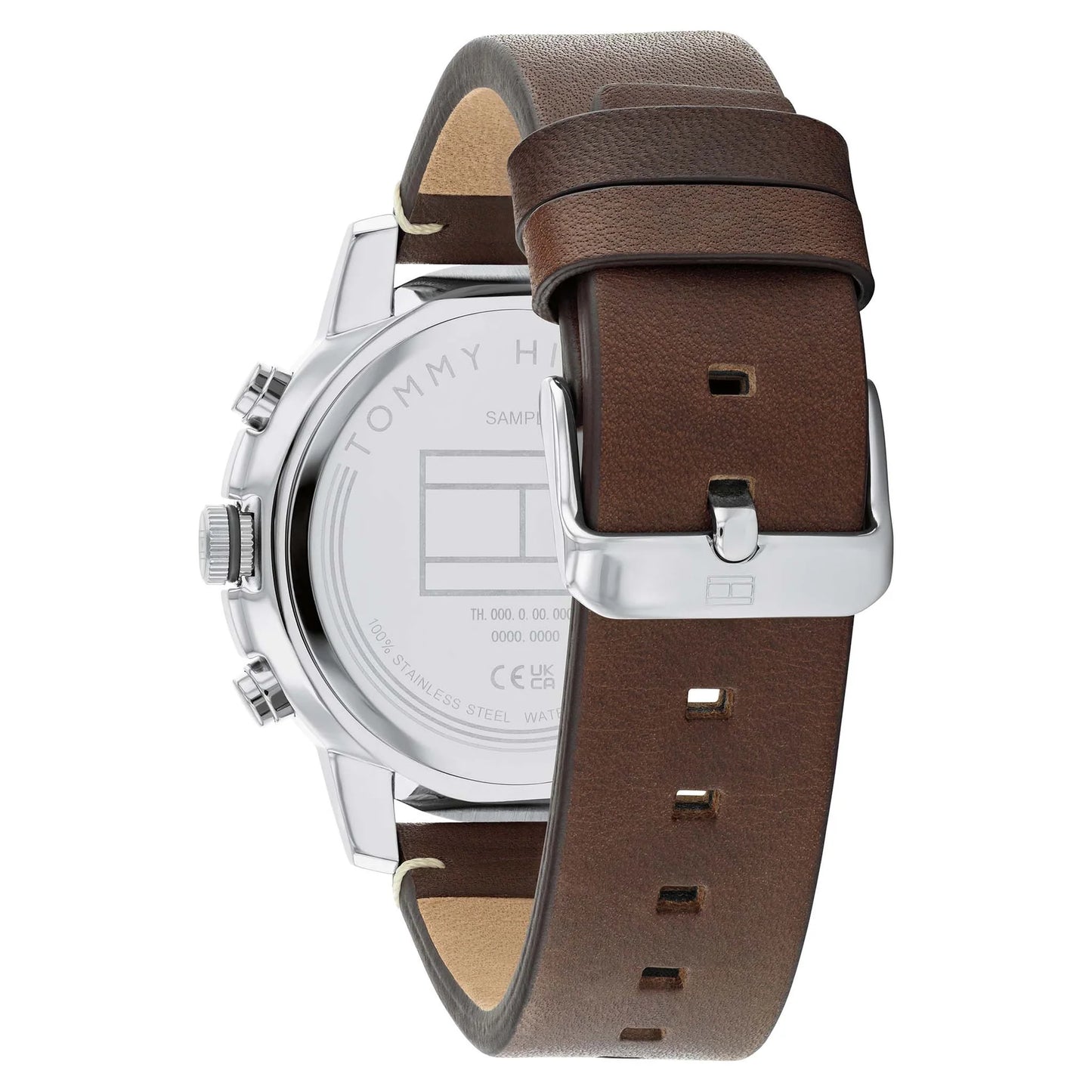 Tommy Hilfiger Brown Leather Strap Parchment Dial Men's Chronograph Watch- 1792102