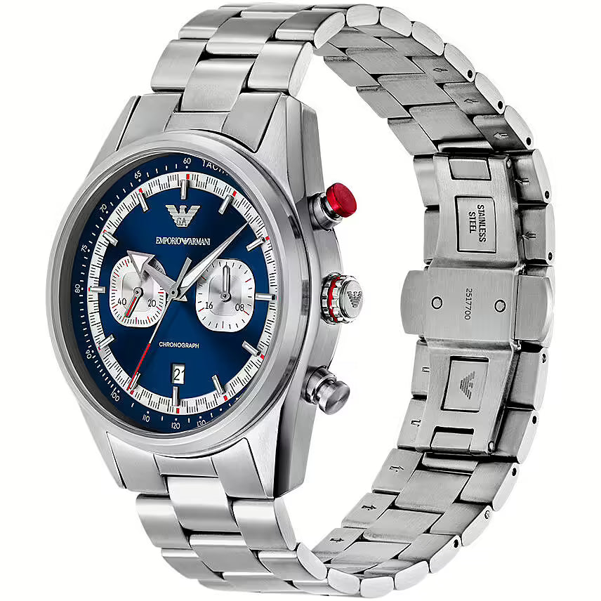 Emporio Armani Racer Blue Dial Chronograph Men's Watch - AR11676