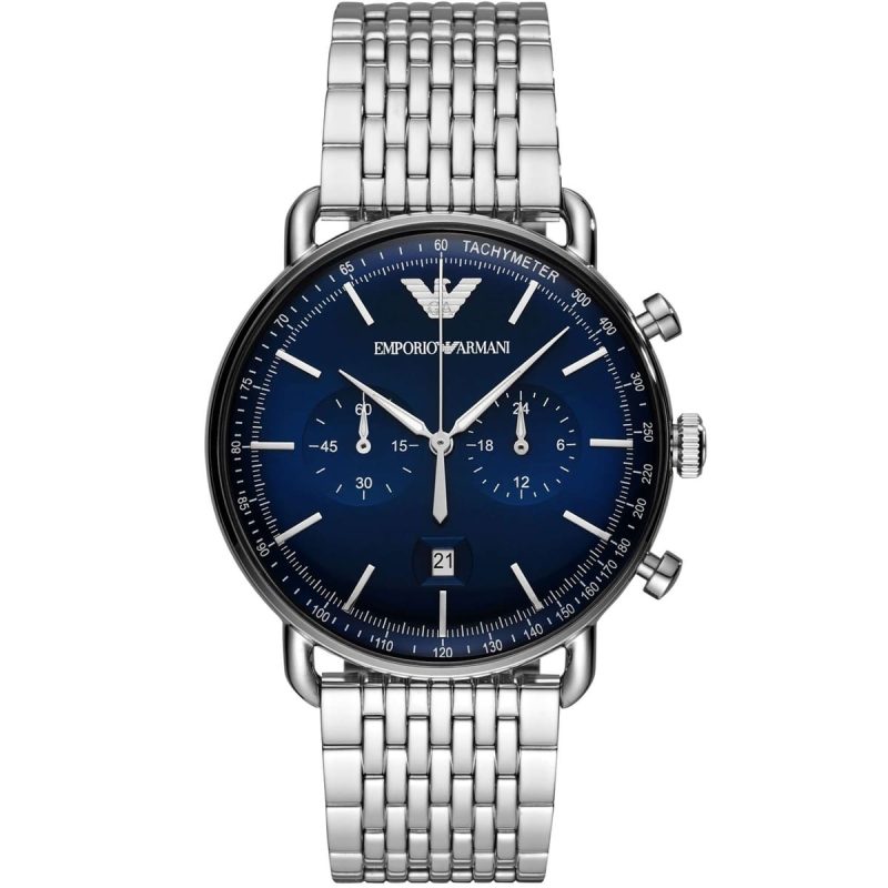 Emporio Armani Men\'s Blue Imperio Watch-AR11238 Watch Chronograph Dial –