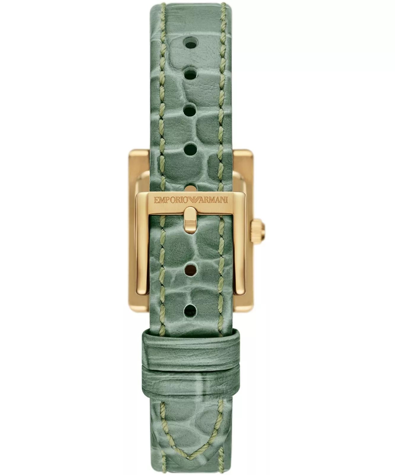 Emporio Armani Two-Hand Green Leather White Dial Ladies Watch - AR11661