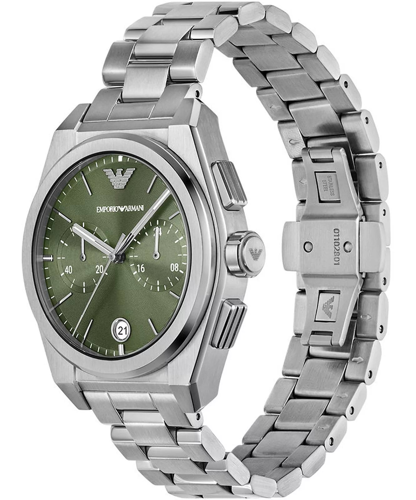 Emporio Armani Federico Green Dial Chronograph Men's Watch - AR11640