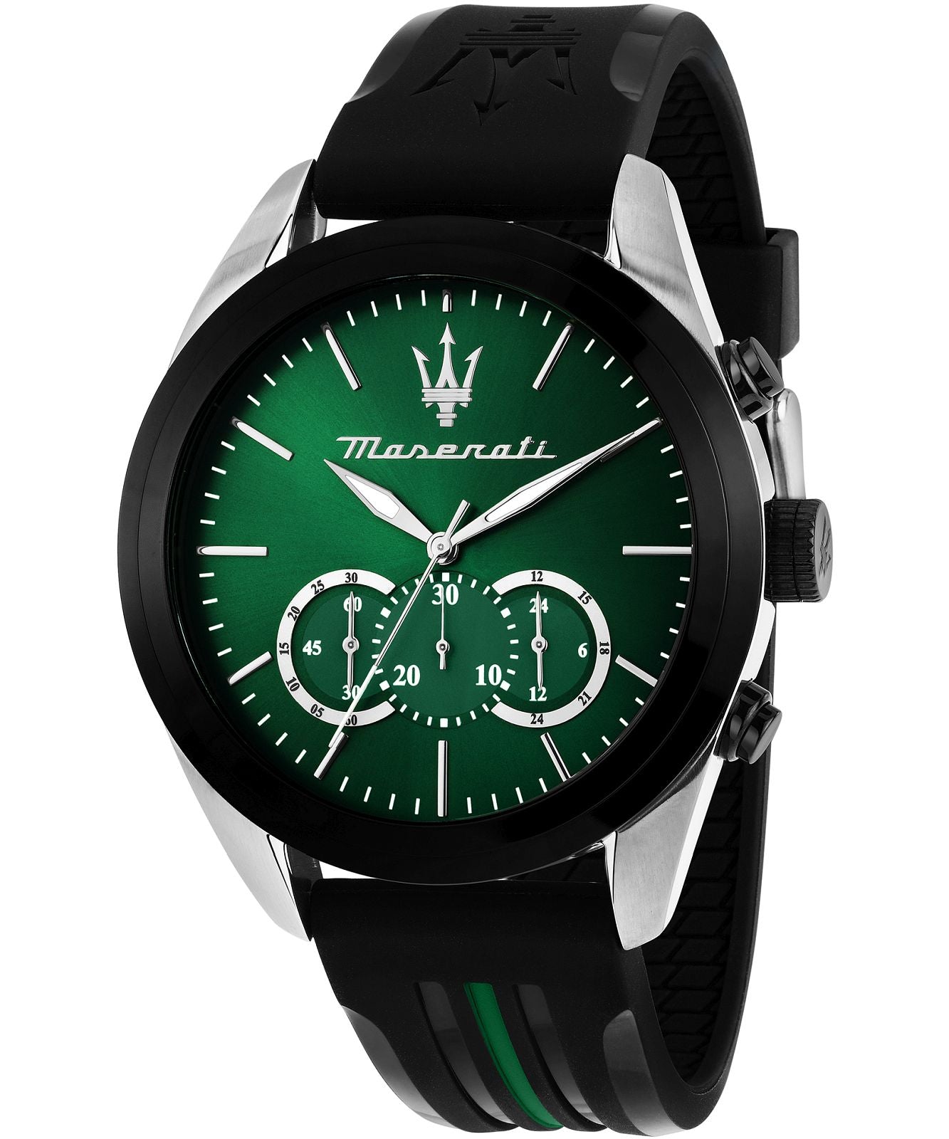 Maserati Traguardo Green Dial Rubber Strap Men's Watch - R8871612043