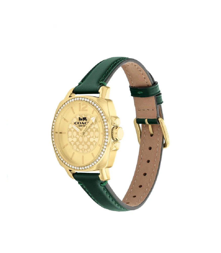 Coach Boyfriend Gold Tone Leather Strap Ladies Watch- 14503982